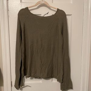 NWT Marled Reunited Clothing Green Top With Ivory Lace-Back Detail